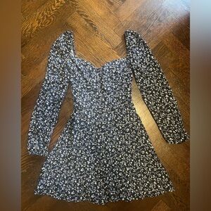 Floral Black and White Dress